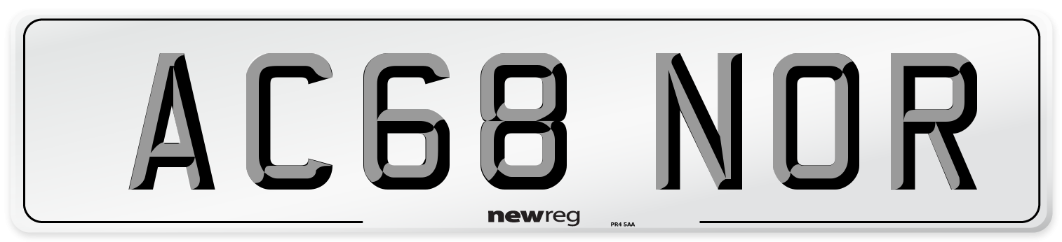 AC68 NOR Number Plate from New Reg